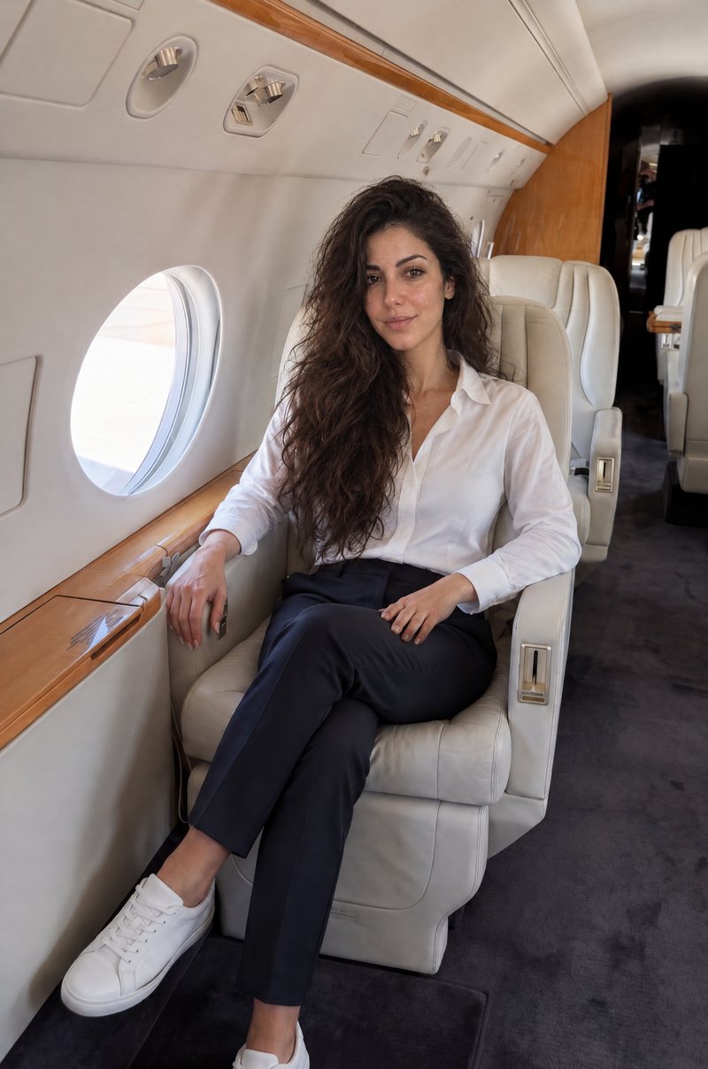 In a private jet seat