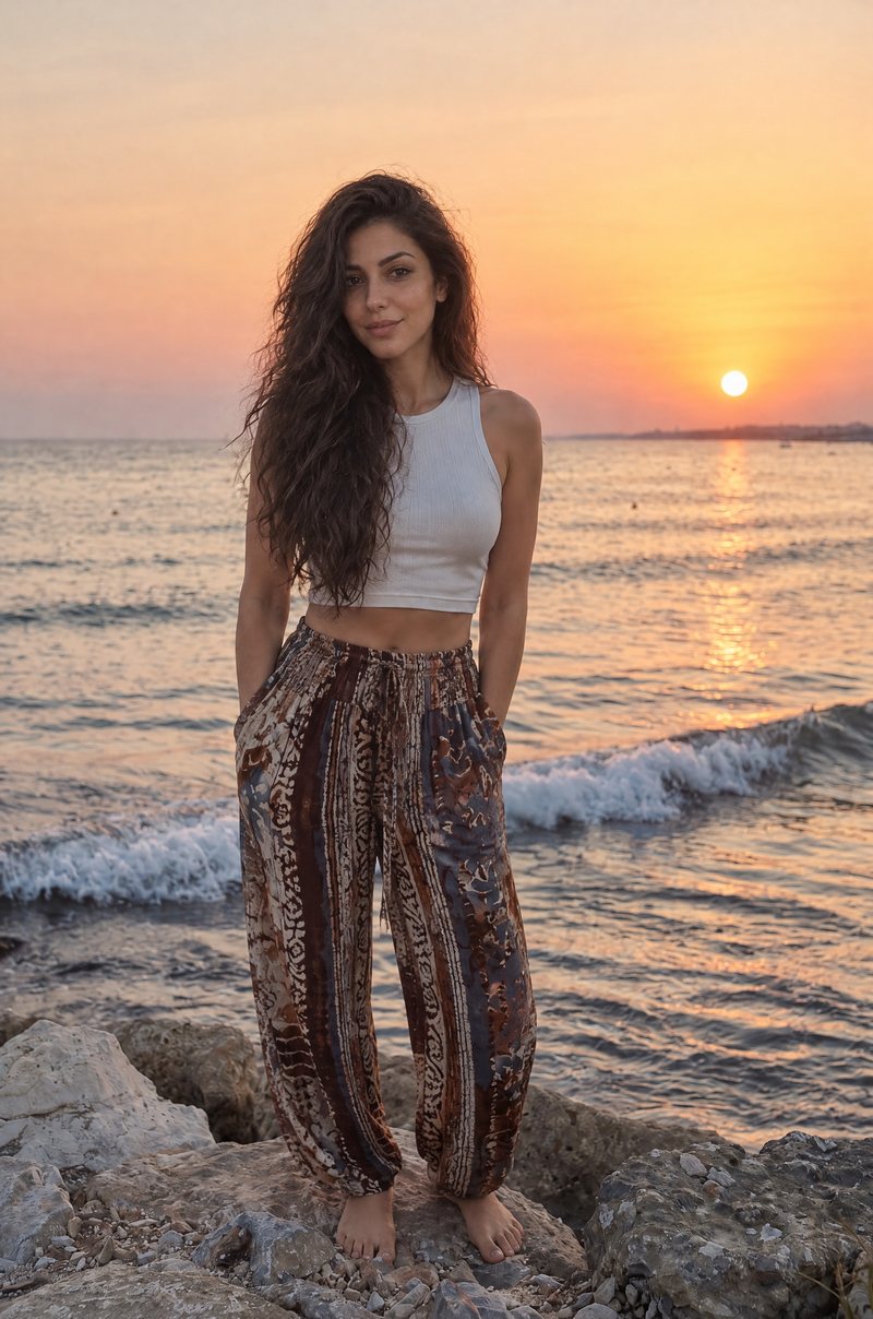 On the rocks by the sea at sunset
